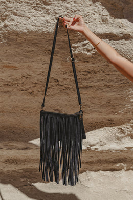 Midnight Drift Tassel Leather Bag