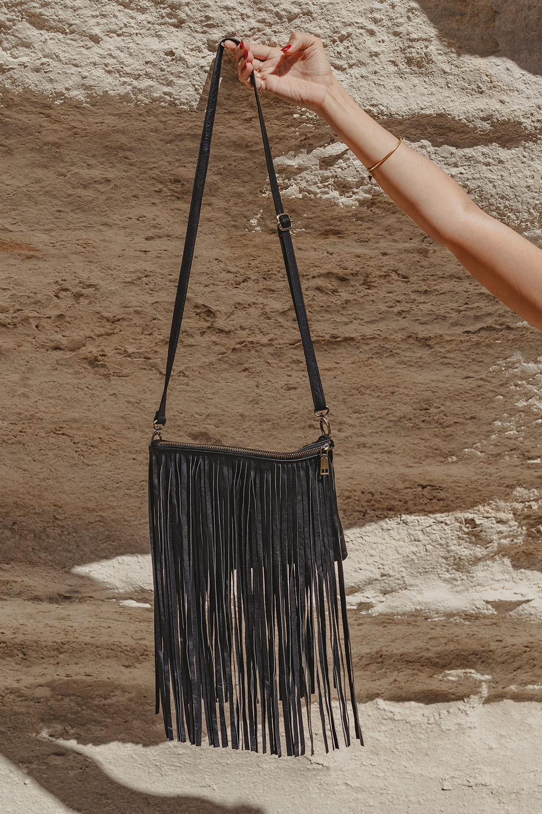 Midnight Drift Tassel Leather Bag
