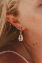 Close up of the Sea Goddess Earrings in gold.