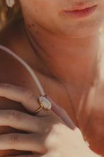 Close up shot of model wearing Sea Goddess Ring
