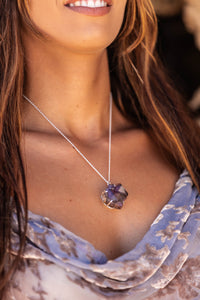 Twilight Veil Amethyst Crystal Cluster Necklace