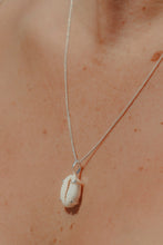 Very close up image of Sea Goddess Necklace in silver. 